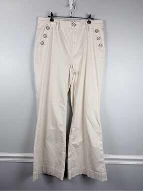 New chico FLY FRONT BUTTON POCKET FLARE PANT FASHION ENGLISH CREAM size 2/ 12
